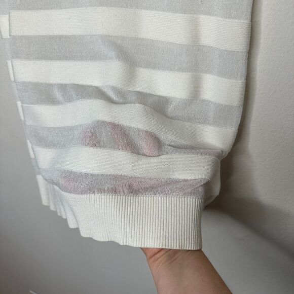 NWT Michael Kors Cream and Sheer Stripes Sleeveless Deep Scoop Neck Tank Top SM - Picture 3 of 12